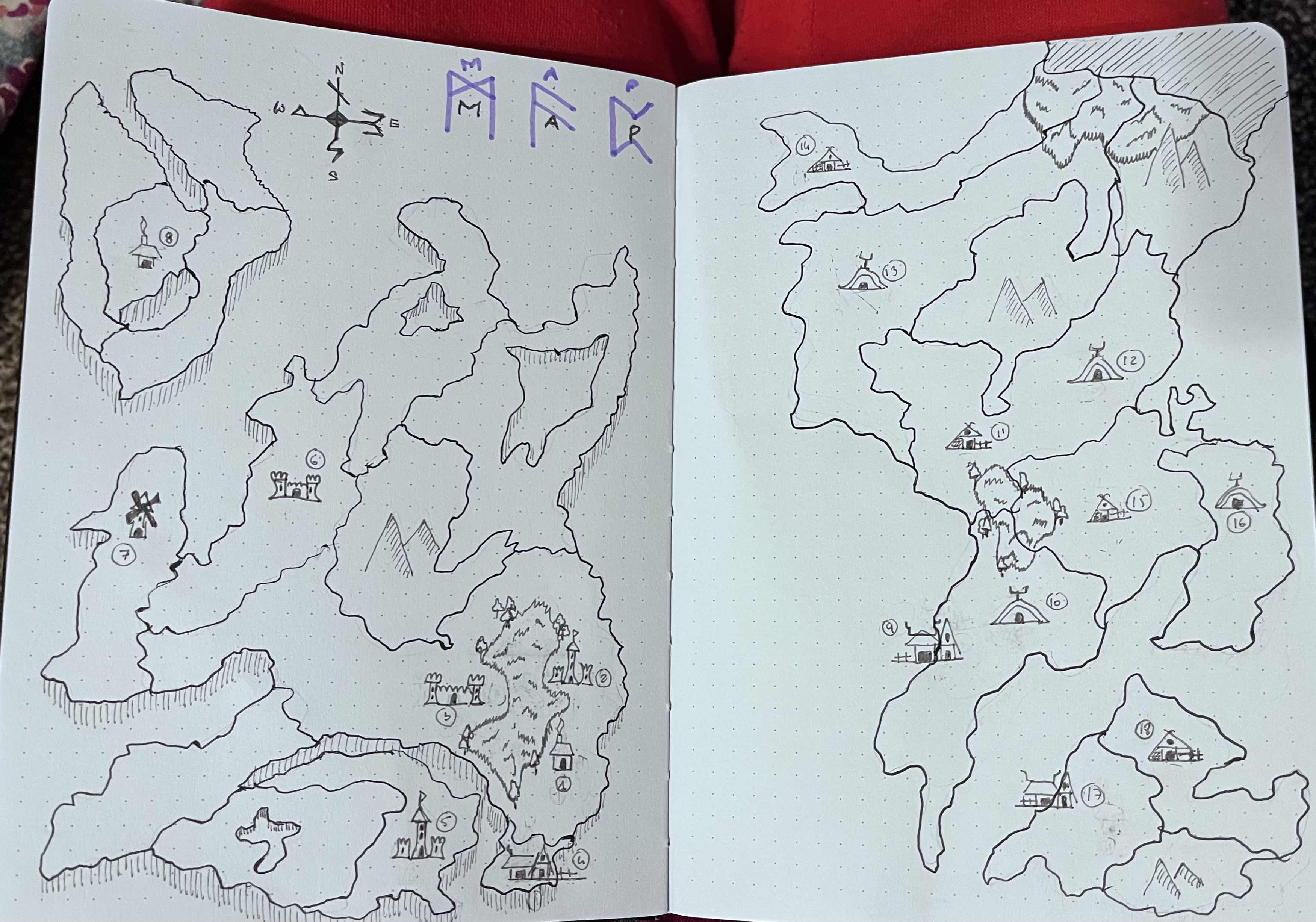 Hand-drawn map